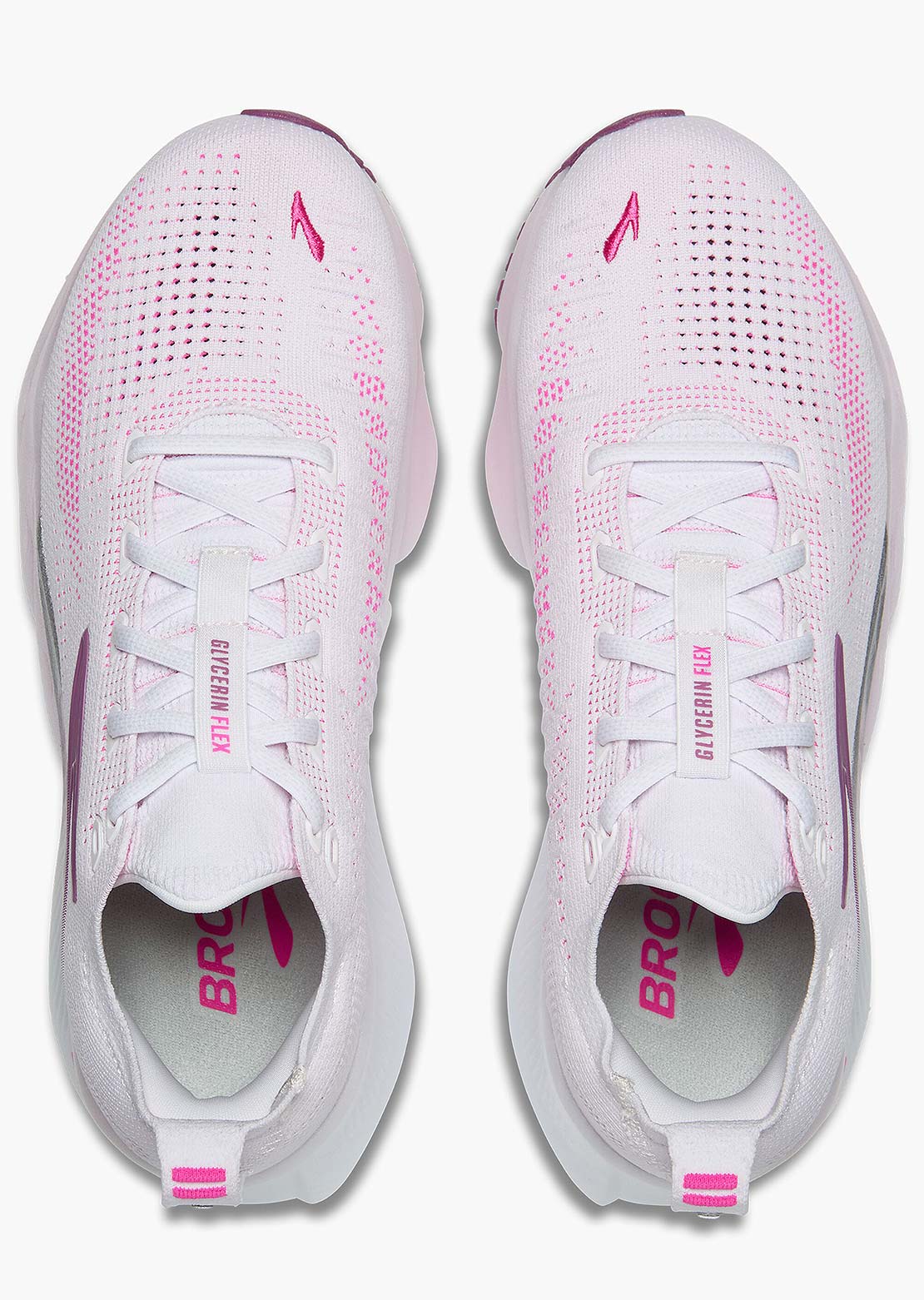 Brooks Women's Glycerin Flex Running Shoes White/Cybe Pink/Argyle