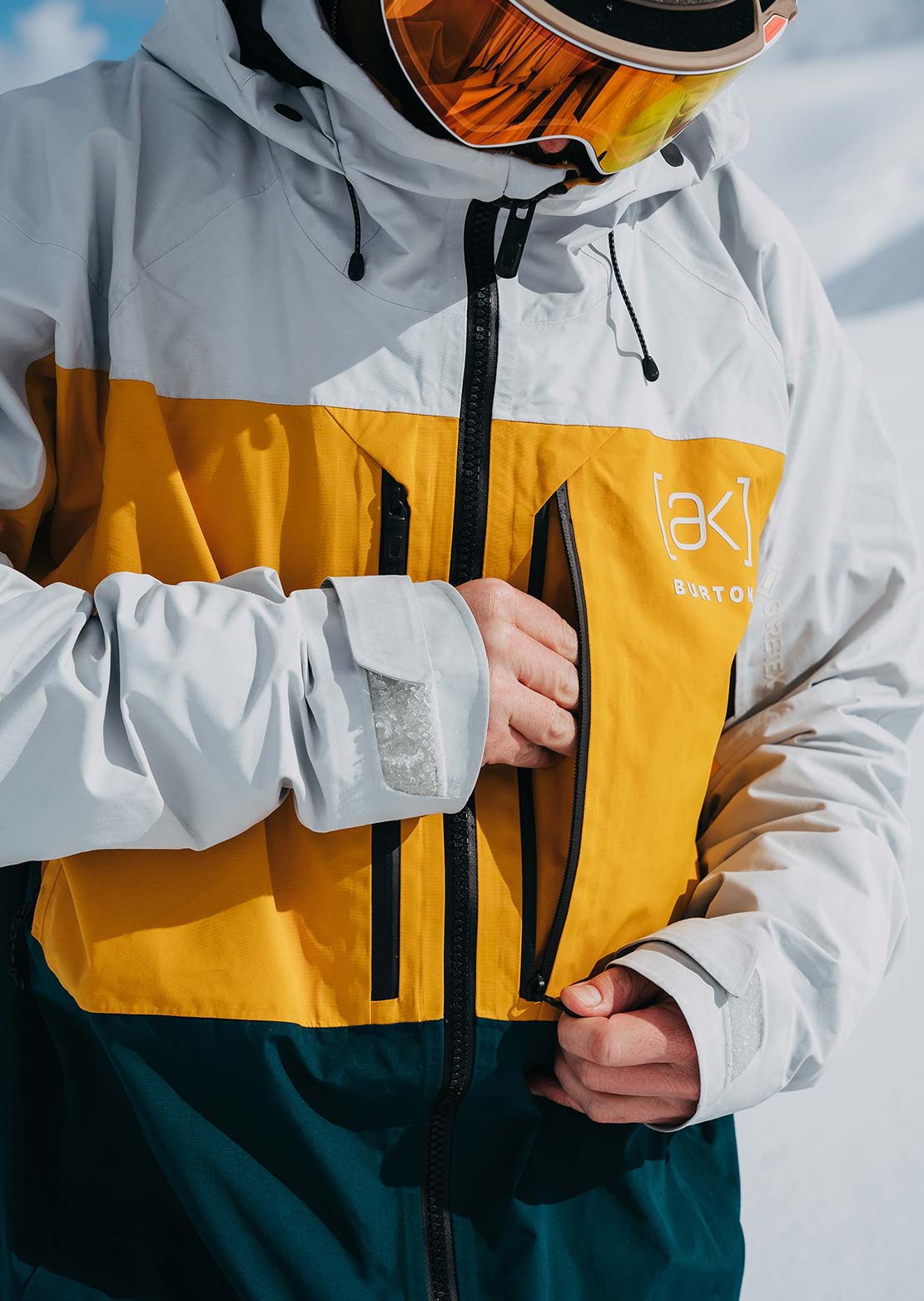 Burton AK Men's GORE-TEX Swash Jacket Gray Cloud/Golden Rod/Deep Emerald
