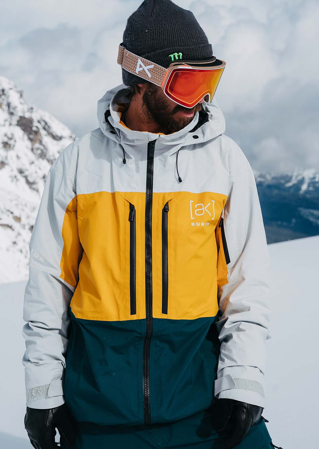 Burton AK Men's GORE-TEX Swash Jacket Gray Cloud/Golden Rod/Deep Emerald