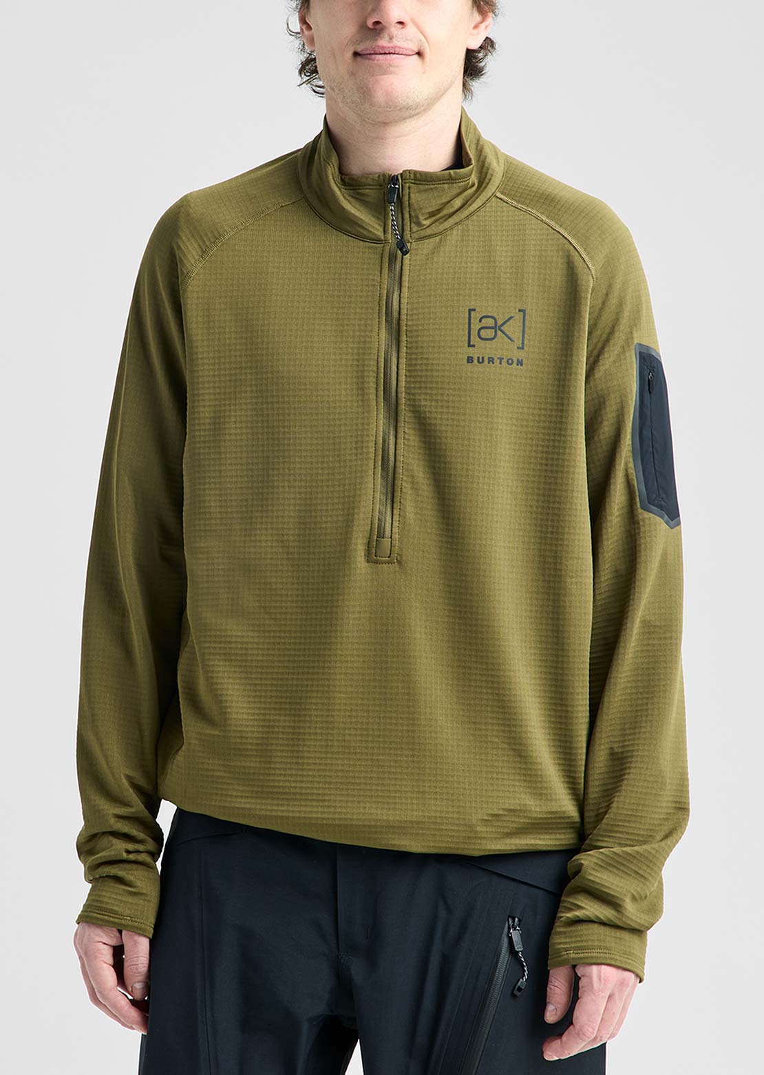 Burton [ak] Men's Helium Grid Fleece Half-Zip Sweater Dried Moss
