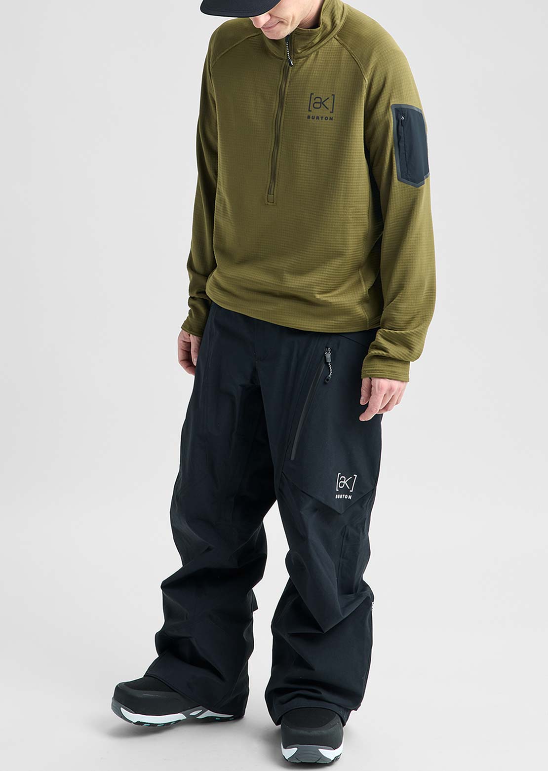Burton [ak] Men's Helium Grid Fleece Half-Zip Sweater Dried Moss