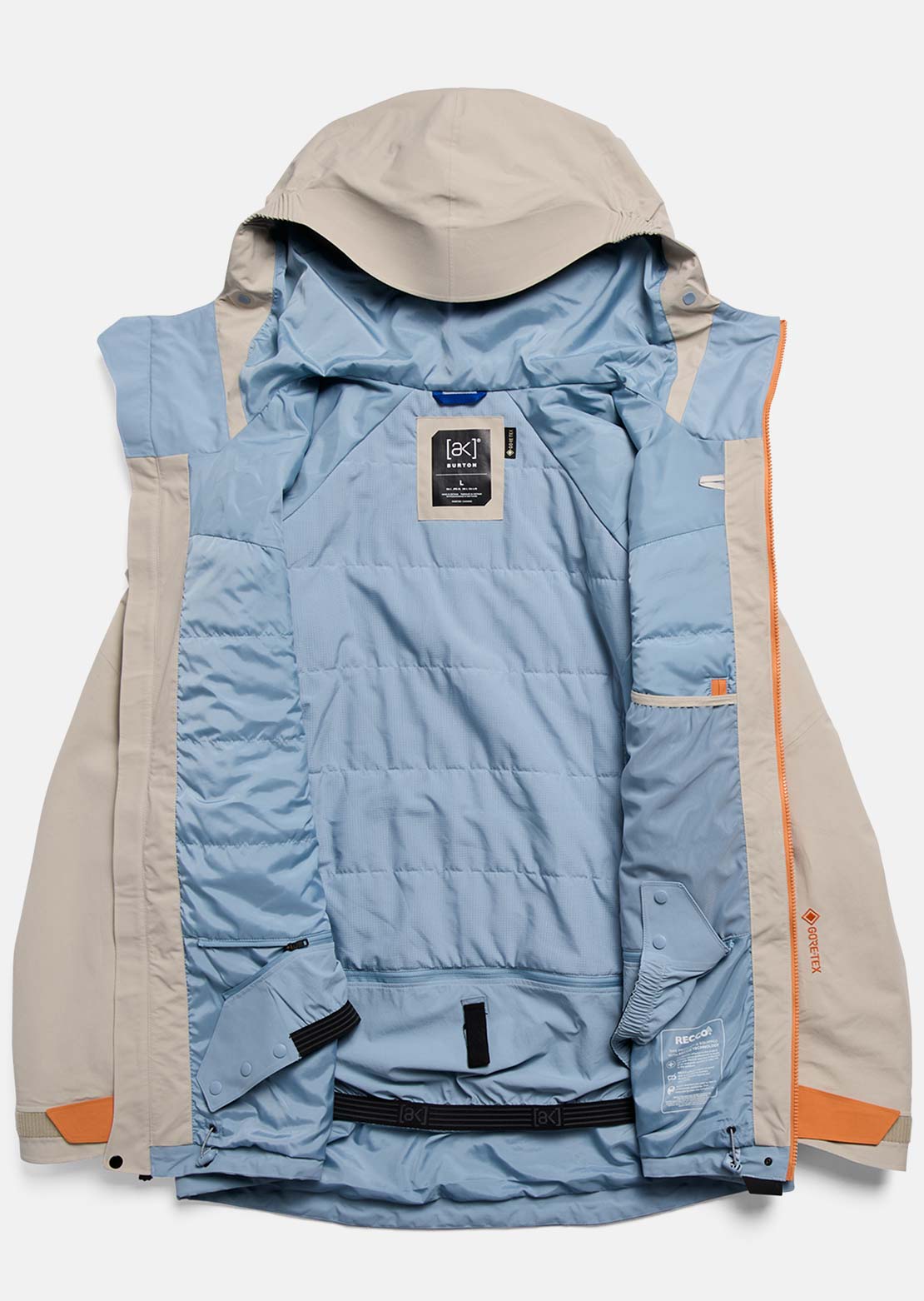 Burton [ak] Men's Swash Synthetic Insulated GORE-TEX 2L Jacket Chinchilla Gray/Goldfish Orange/Airstream Blue