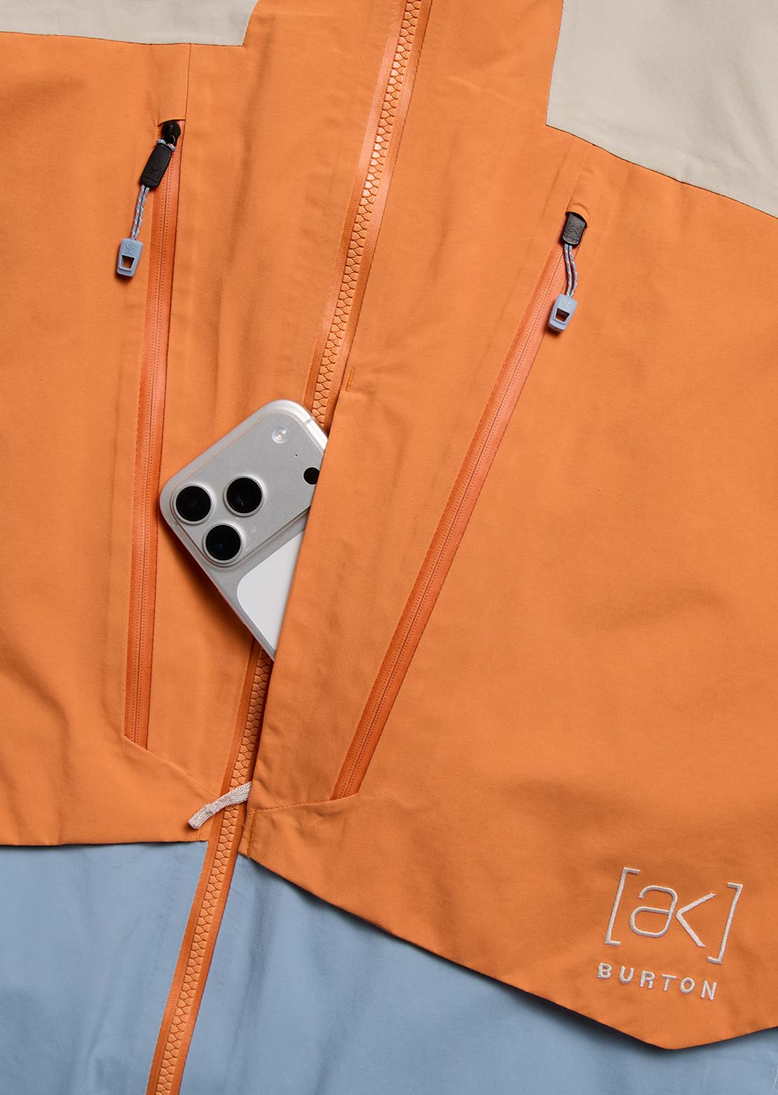 Burton [ak] Men's Swash Synthetic Insulated GORE-TEX 2L Jacket Chinchilla Gray/Goldfish Orange/Airstream Blue