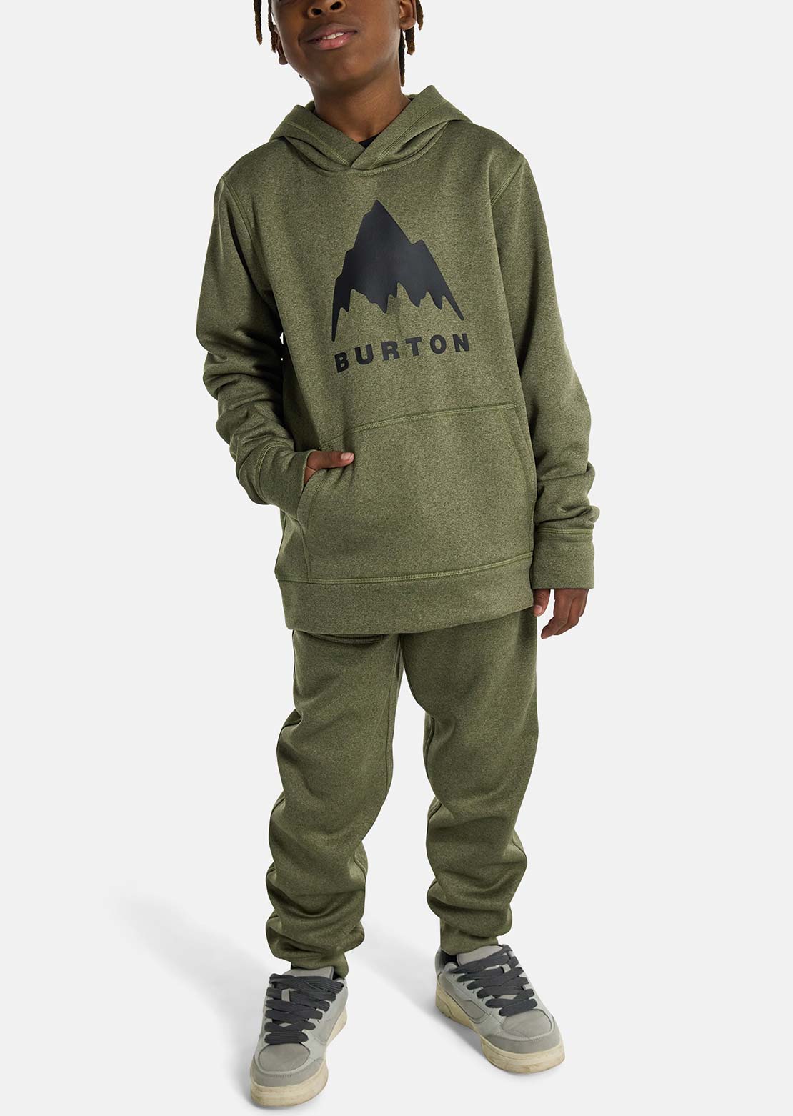 Burton Junior Oak Pullover Hood Forest MOss Heather