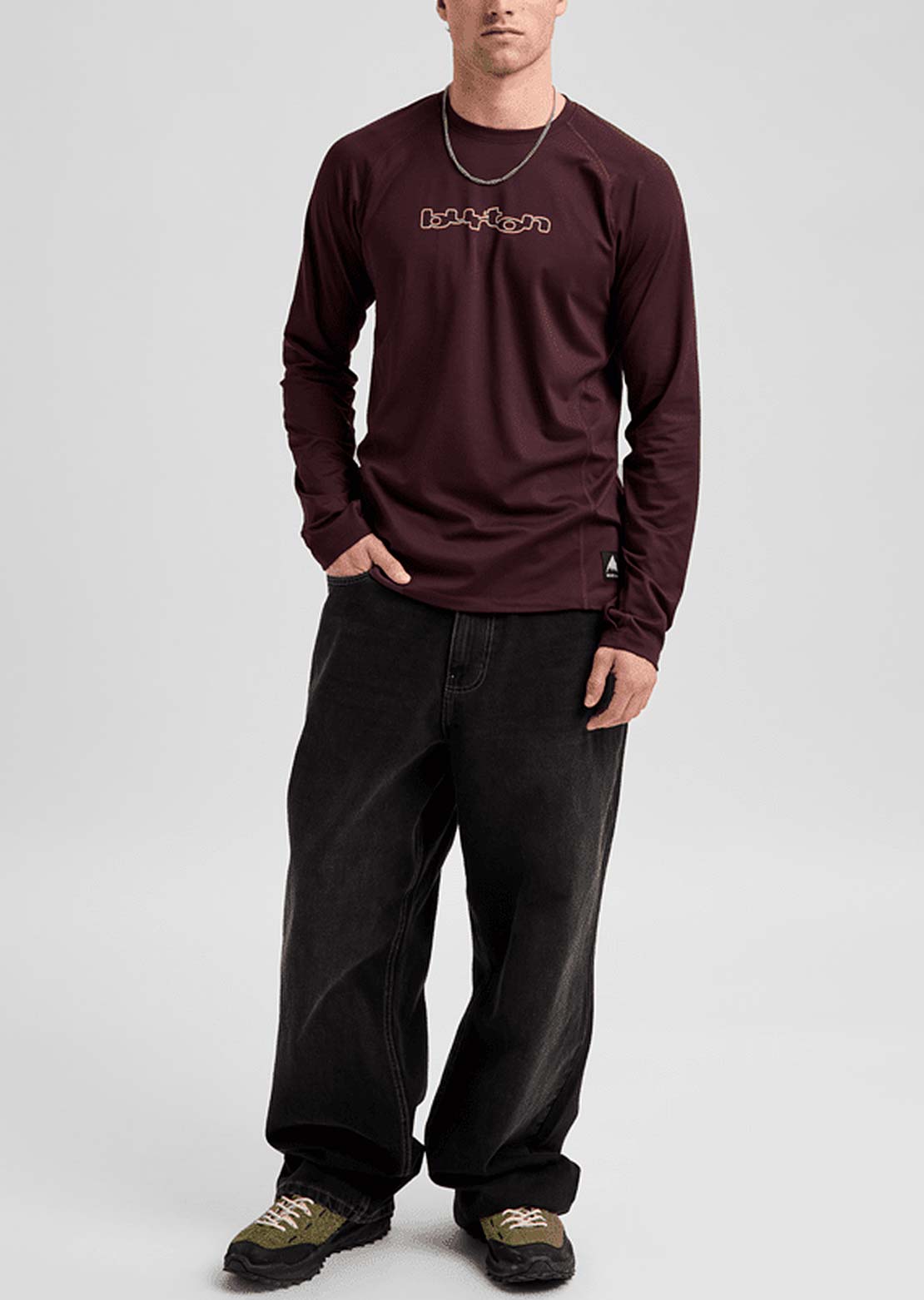 Burton Men's Synthetic Midweight Base Layer Crewneck Long Sleeve Bear Hug Brown