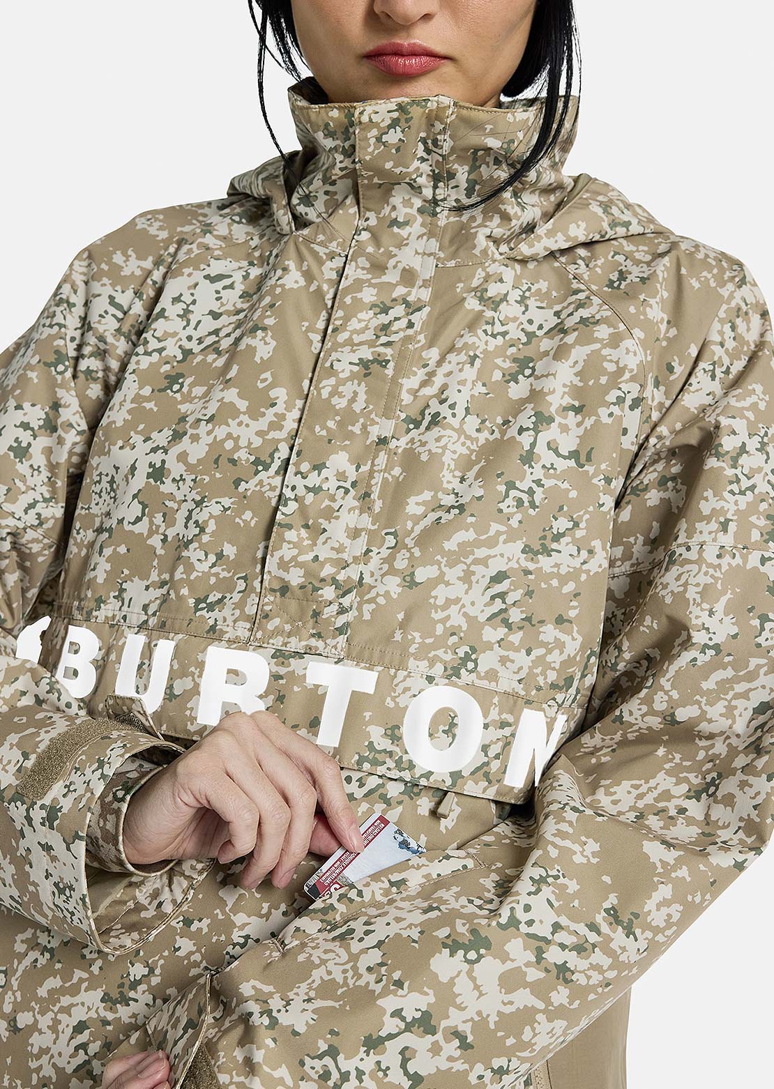 Burton Women's Frostner Anorak Jacket Snowfall Camo/Summit Taupe