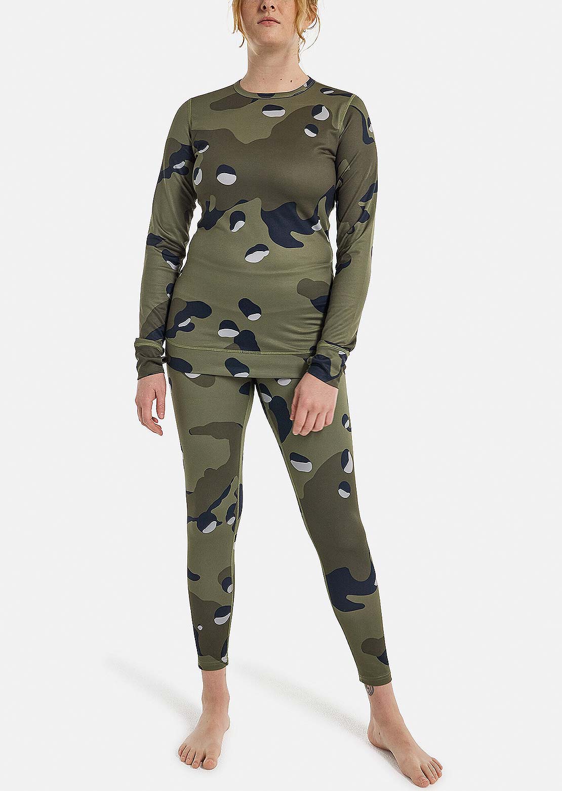 Burton Women&#39;s Midweight Base Layer Pants Forest Moss Cookie Camo