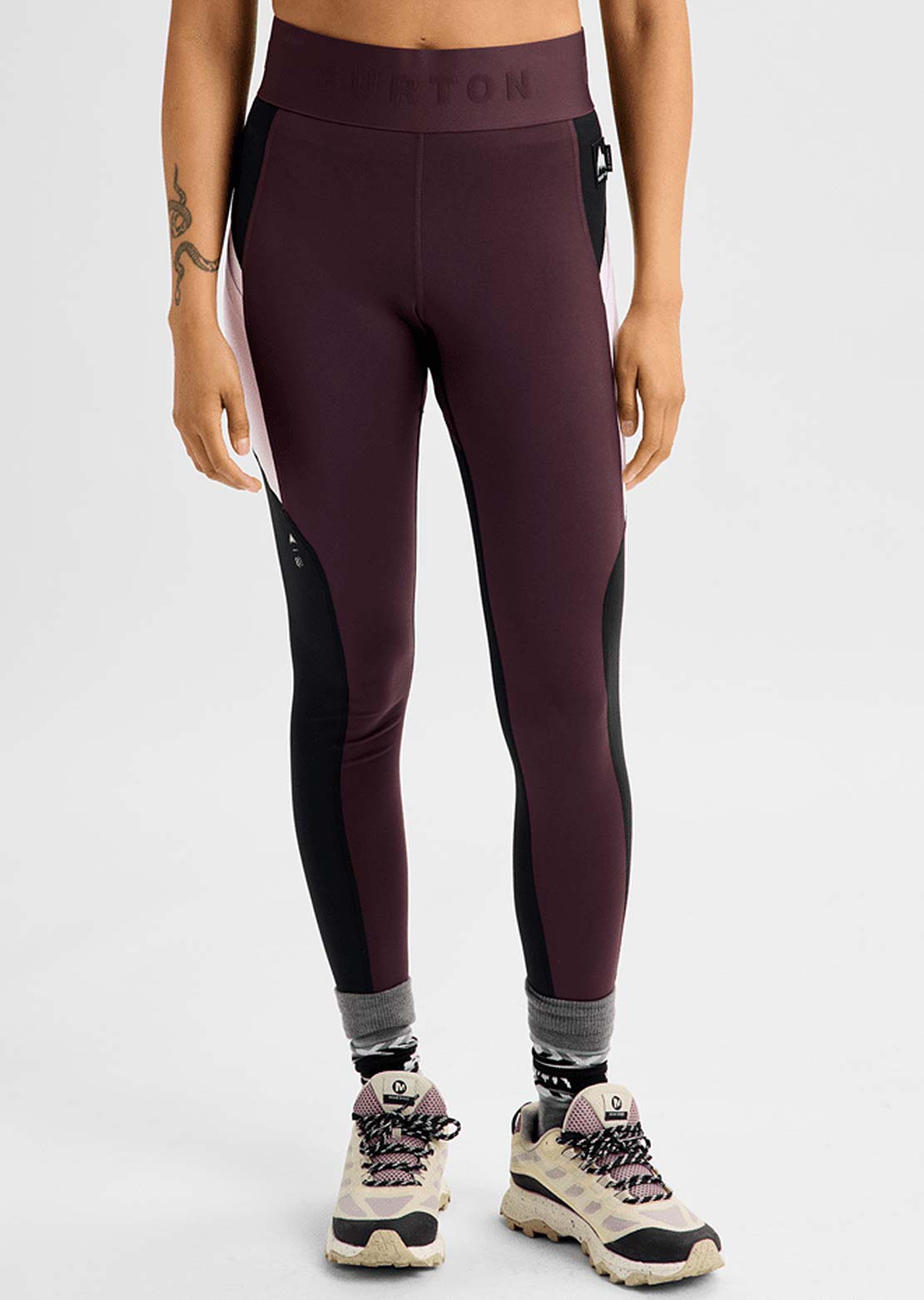 Burton Women's Synthetic Midweight Base Layer Pants True Black/Bear Hug Brown/Moondust Purple