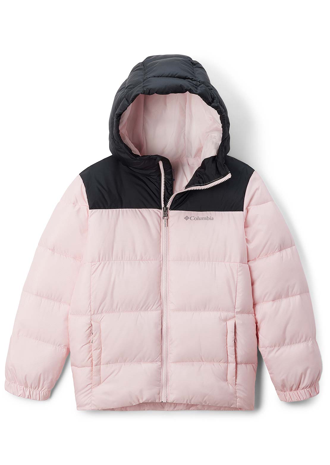 Columbia Junior Puffect Hooded Jacket Satin Pink/Black