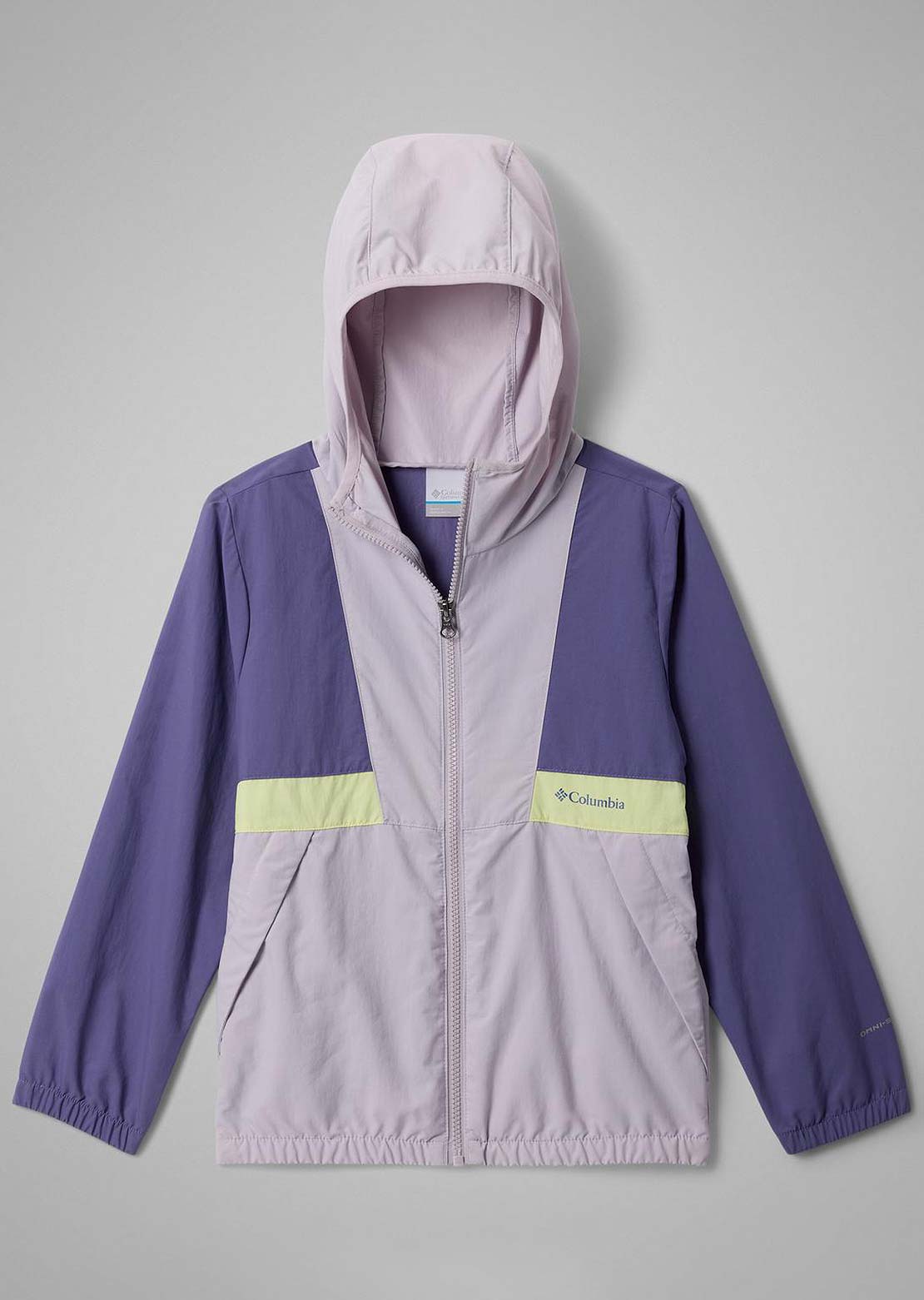Columbia Junior Spire Valley Windbreaker Stormwatch/Lavender/Pearl Citron Haze