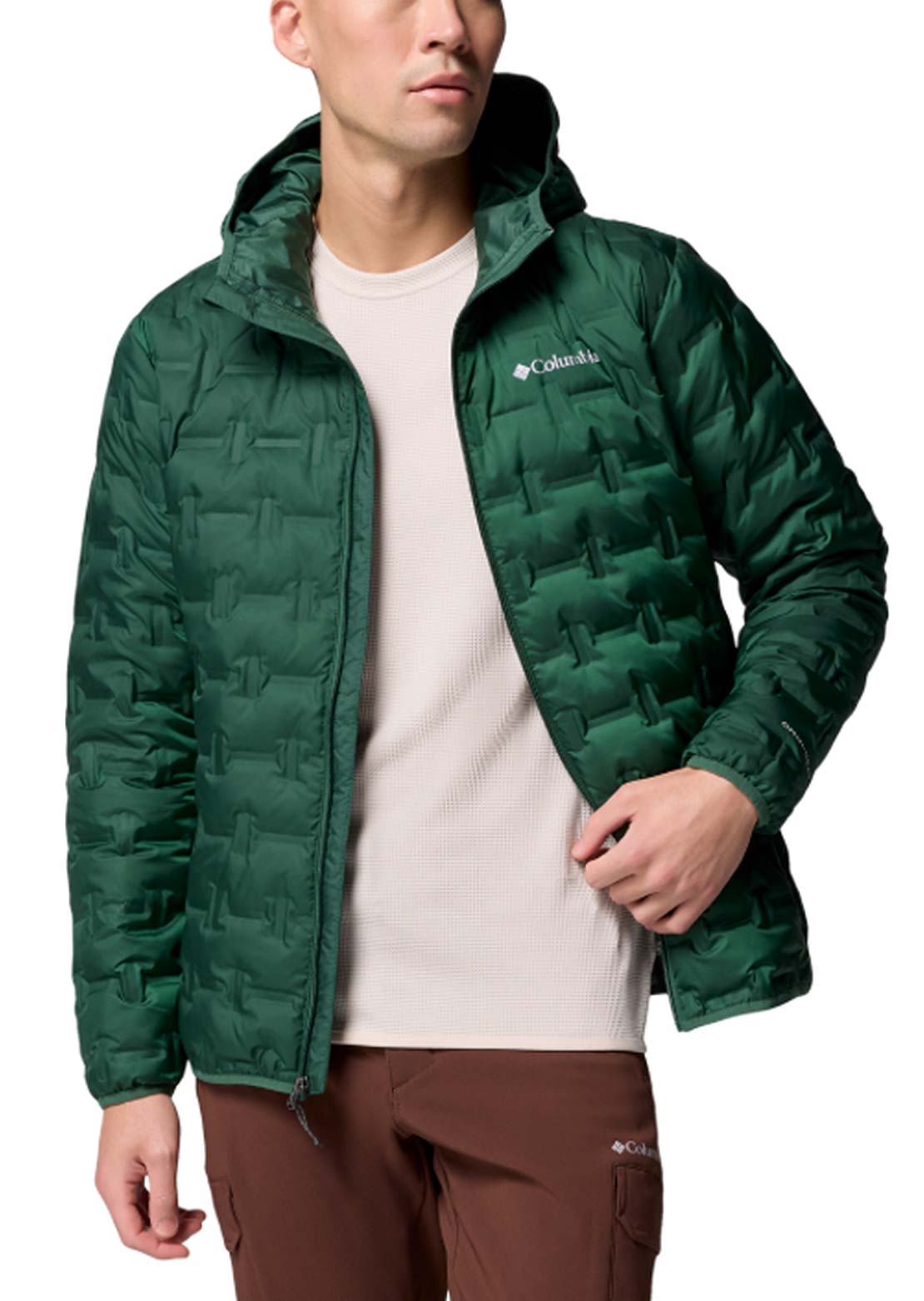 Columbia Men's Delta Ridge II Down Hooded Jacket Rain Forest