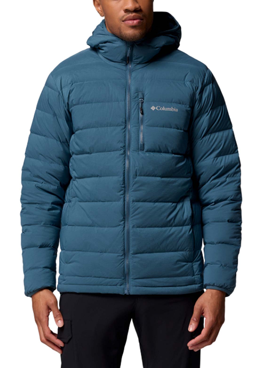 Columbia Men's Drift Peak Stretch Down Hooded Jacket Everblue