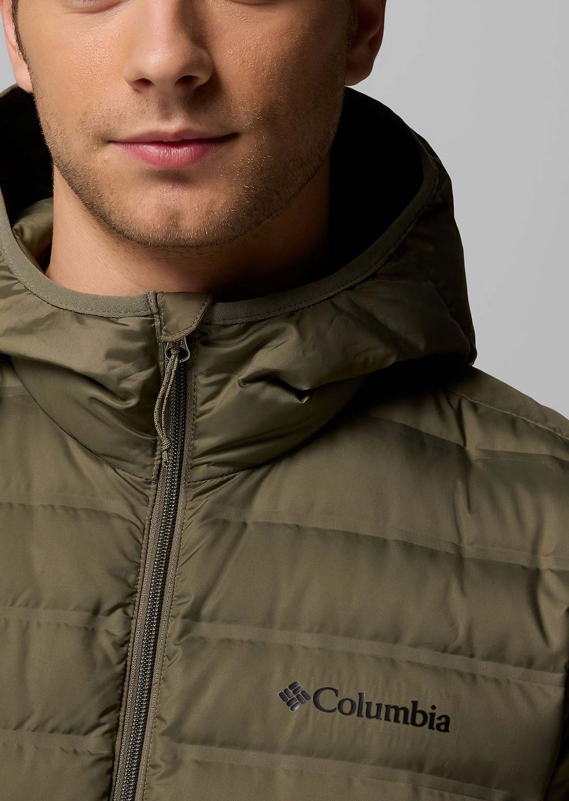 Columbia Men's Lake 22 II Down Hooded Jacket Stone Green