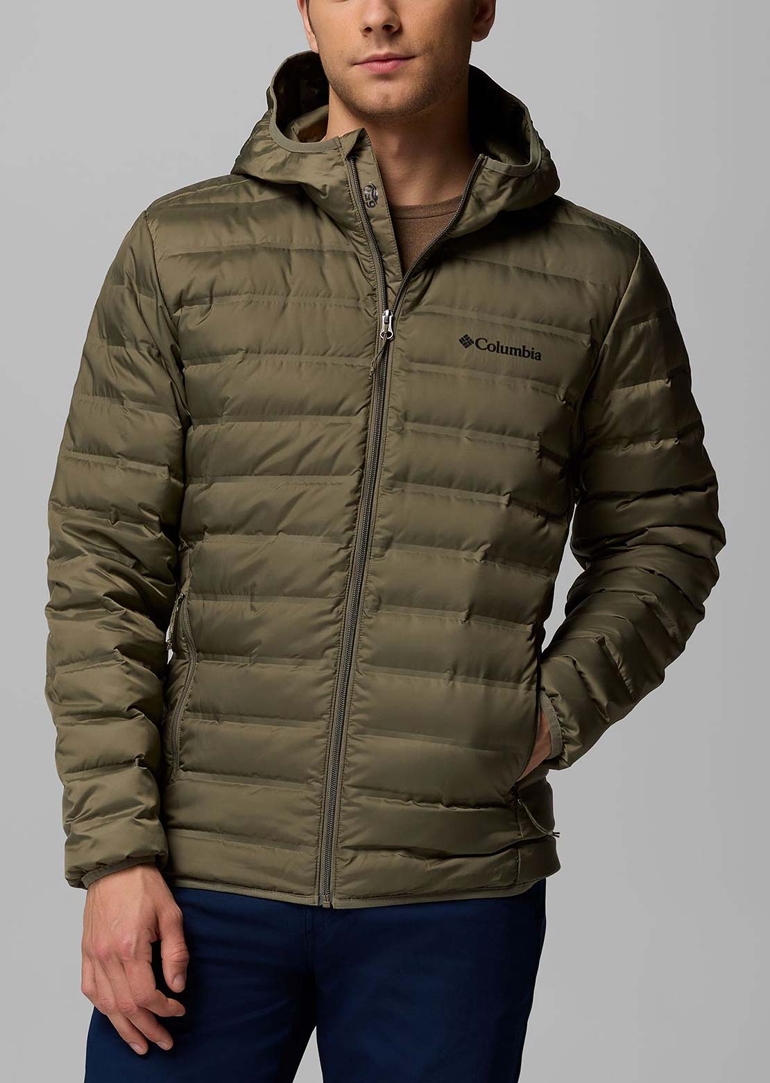 Columbia Men's Lake 22 II Down Hooded Jacket Stone Green