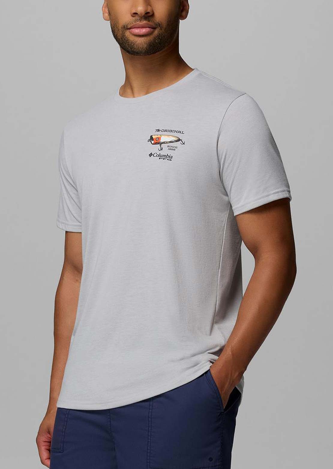 Columbia Men's PFG Lure Lineup T-Shirt Cool Grey Heather