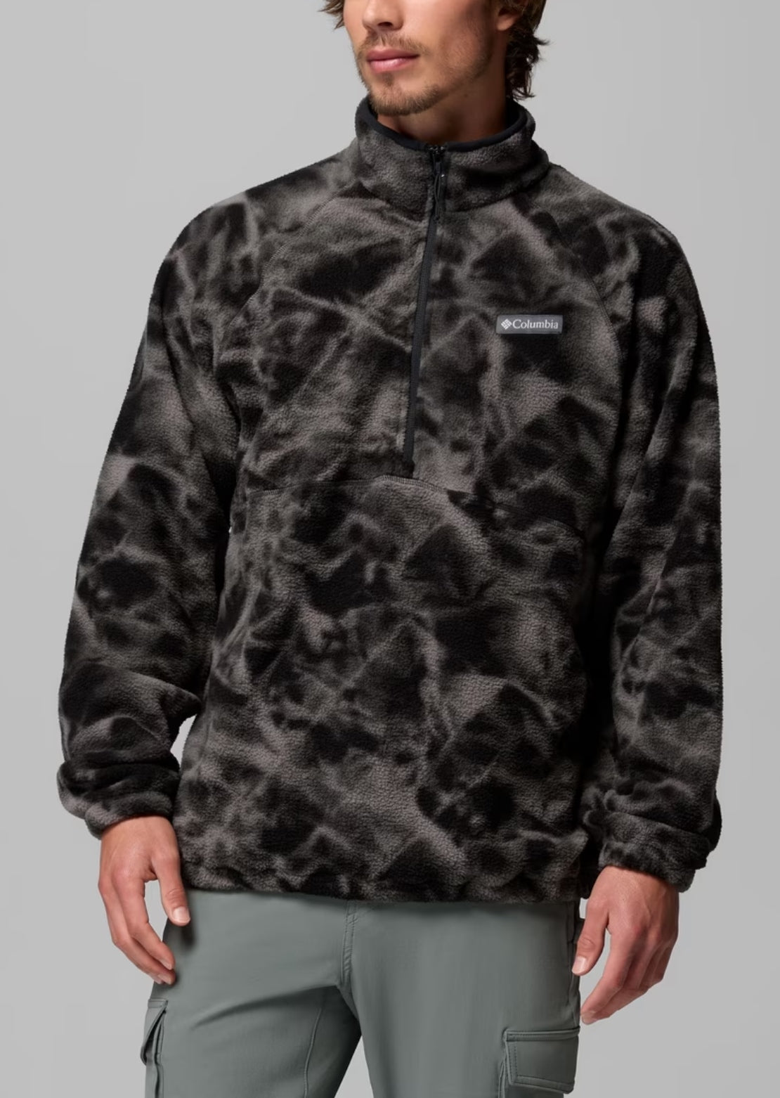 Columbia Men's Timber Crest MTR Printed Half Zip Fleece Black/Icypeaks