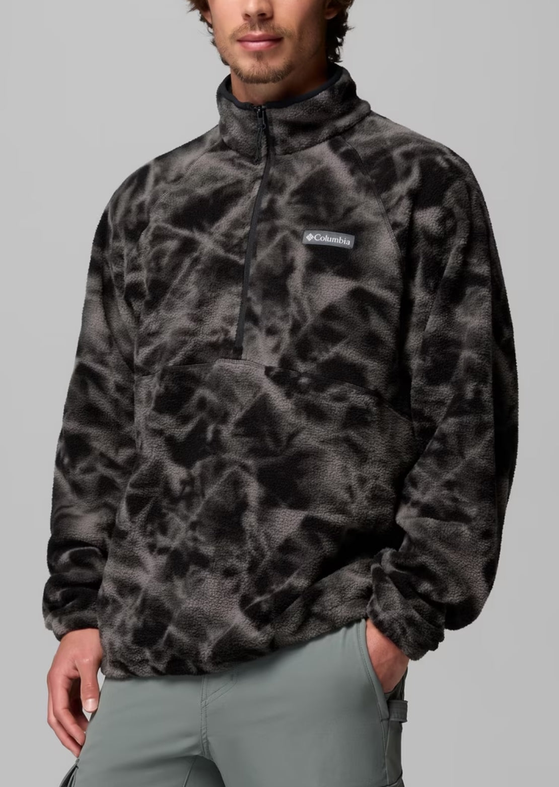 Columbia Men's Timber Crest MTR Printed Half Zip Fleece Black/Icypeaks