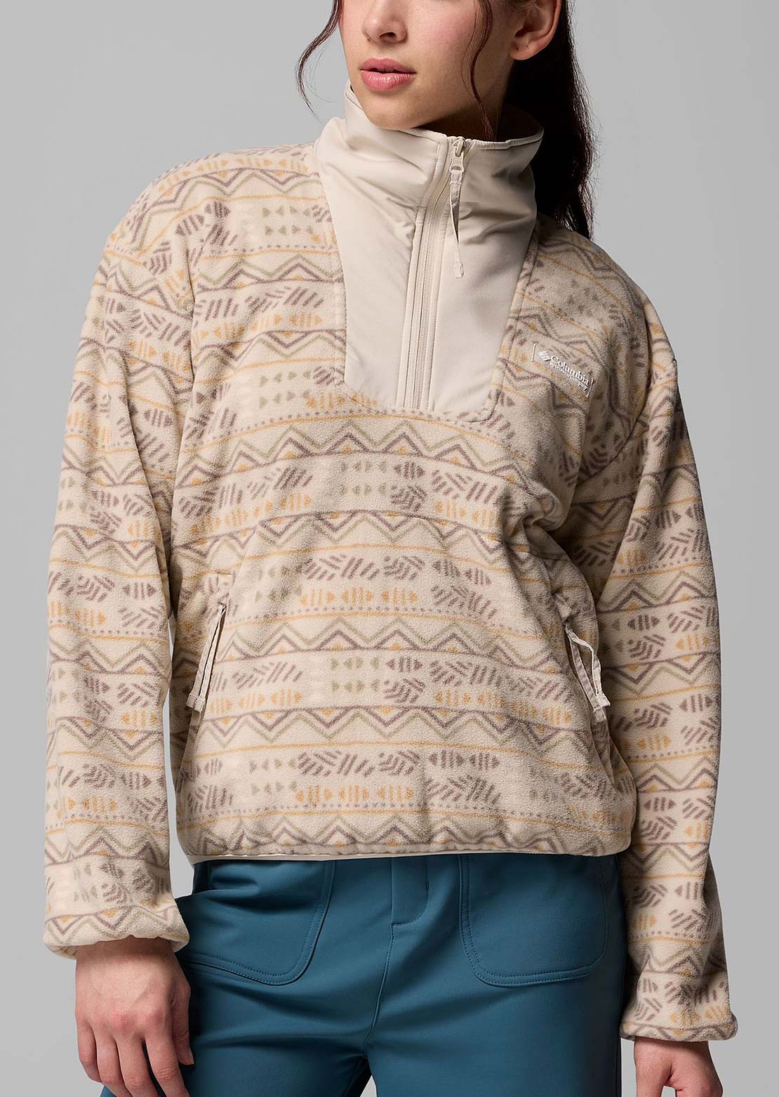 Columbia Women’s Sequoia Grove Printed Half-Zip Fleece Pullover Dark Stone Horizons