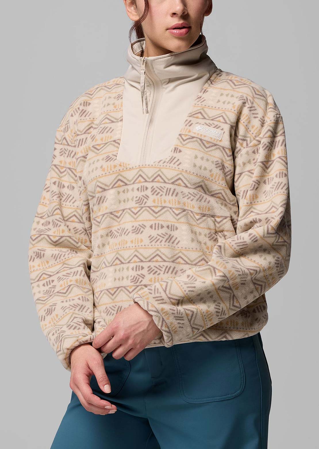 Columbia Women’s Sequoia Grove Printed Half-Zip Fleece Pullover Dark Stone Horizons