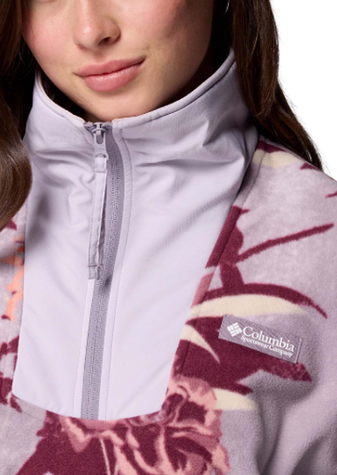Columbia Women’s Sequoia Grove Printed Half-Zip Fleece Pullover Shale Purple