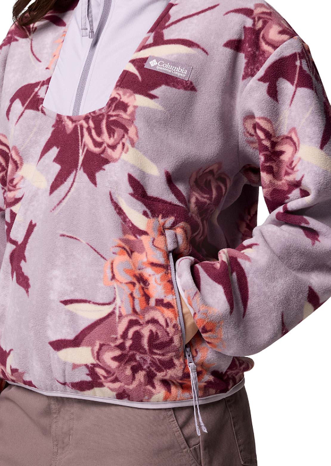 Columbia Women’s Sequoia Grove Printed Half-Zip Fleece Pullover Shale Purple