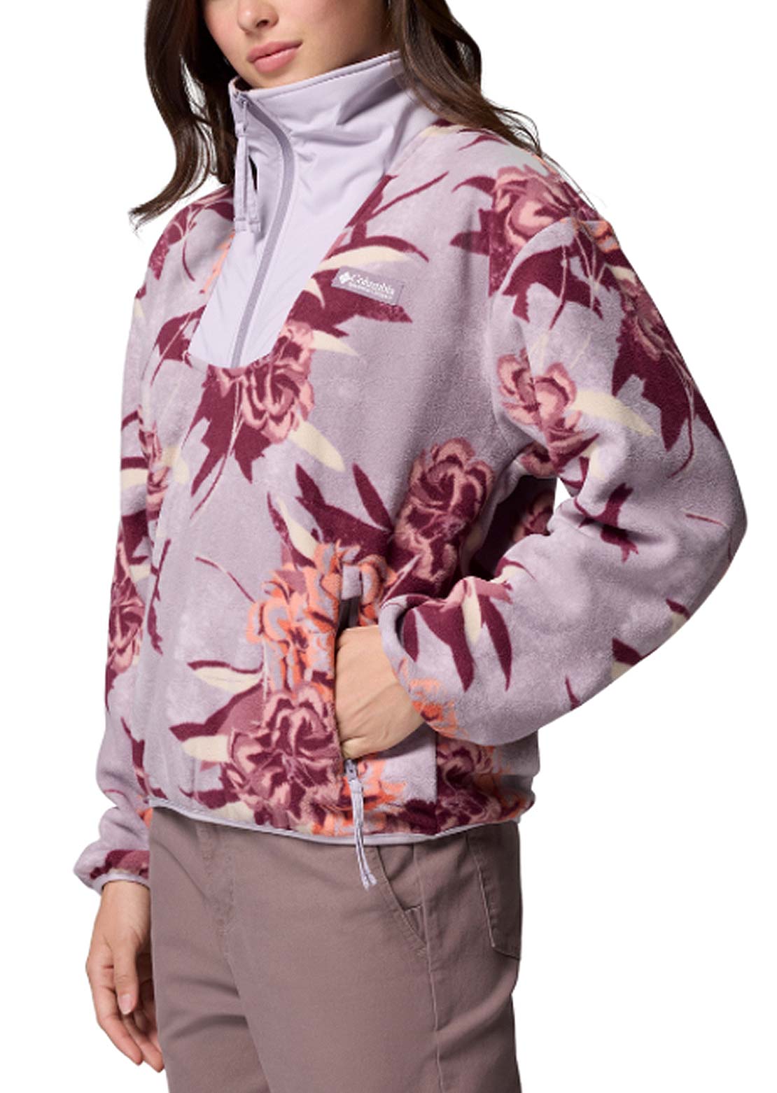 Columbia Women’s Sequoia Grove Printed Half-Zip Fleece Pullover Shale Purple