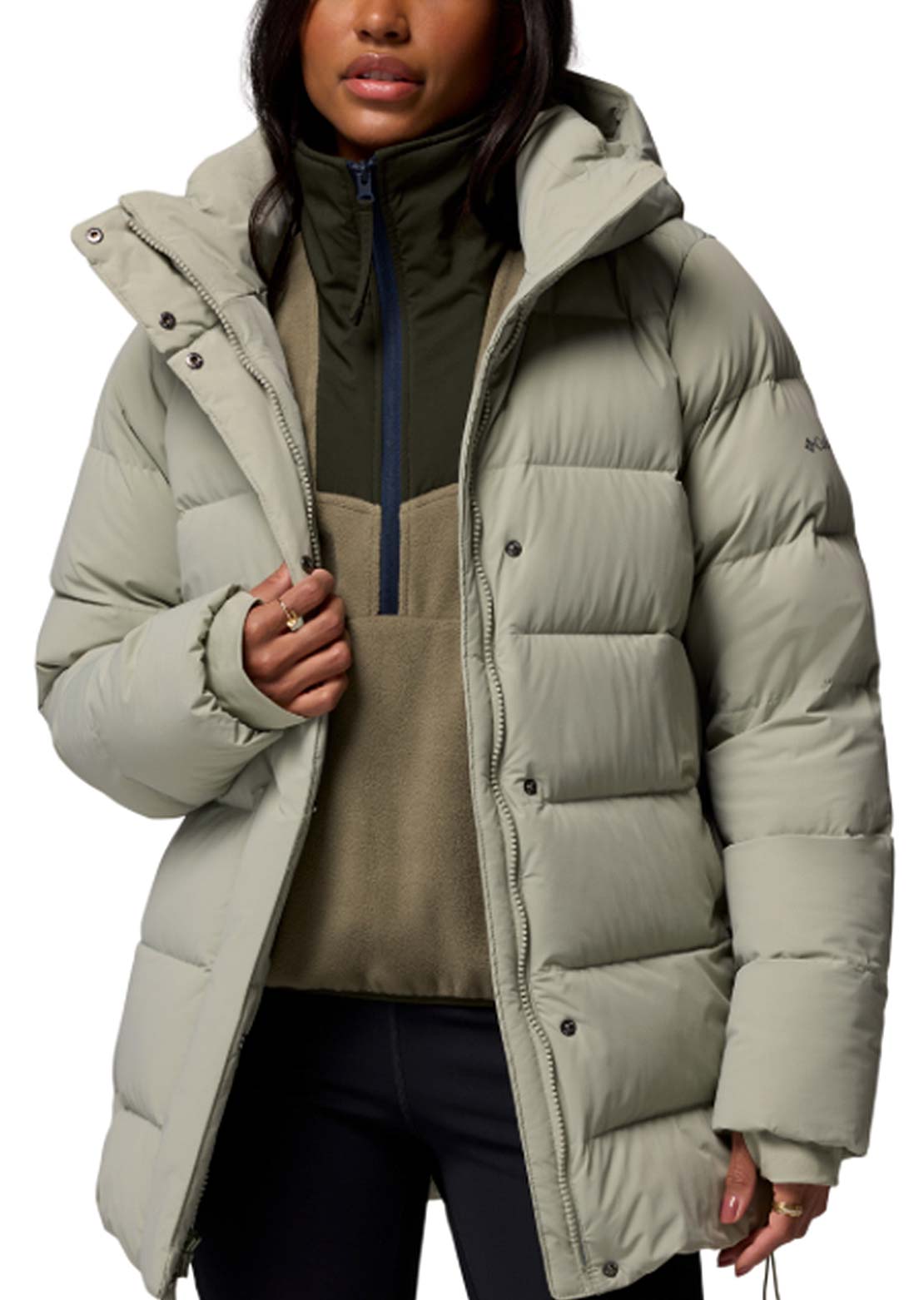 Columbia Women's Amaze Puff Mid Hooded Jacket Safari
