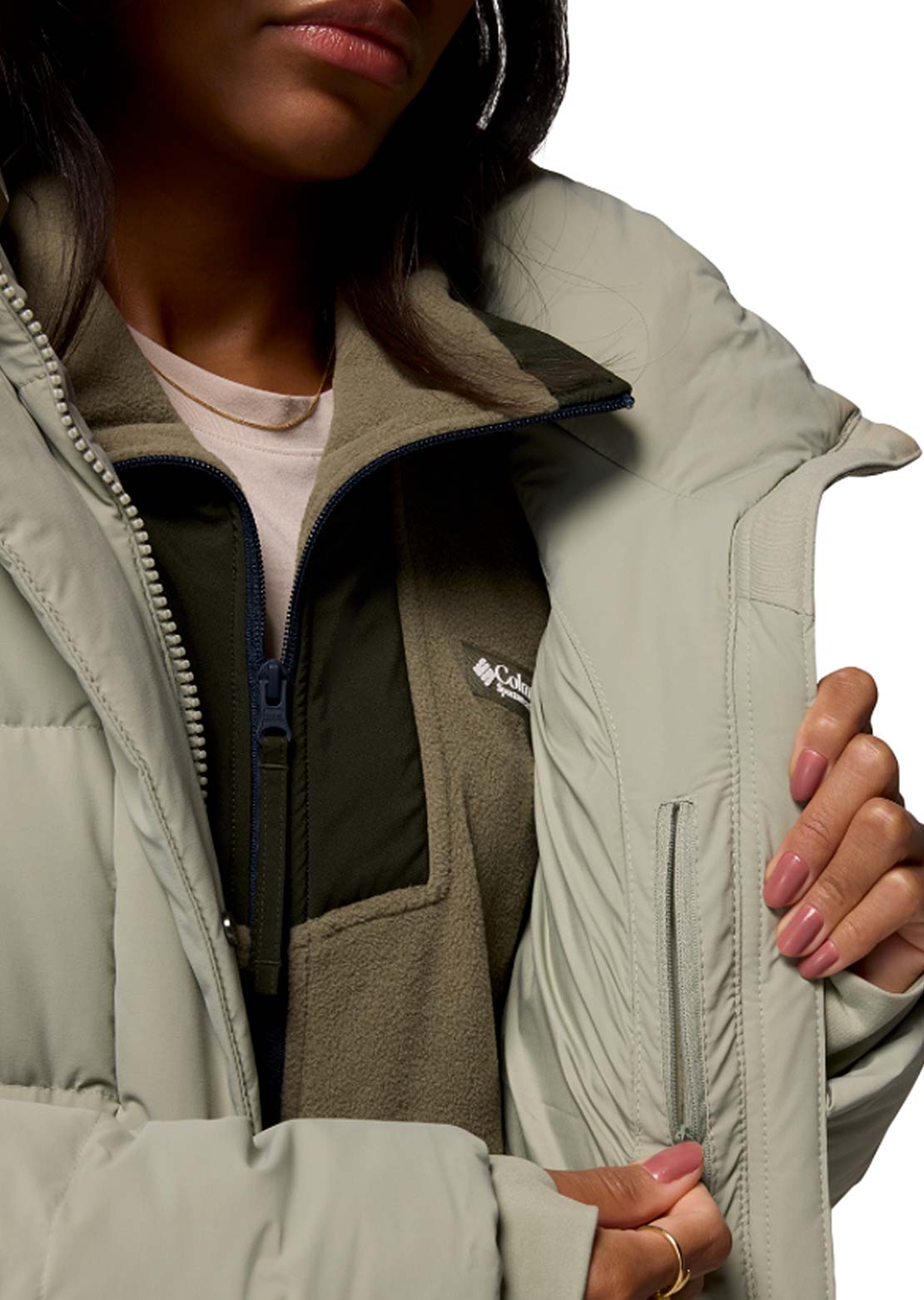 Columbia Women's Amaze Puff Mid Hooded Jacket Safari
