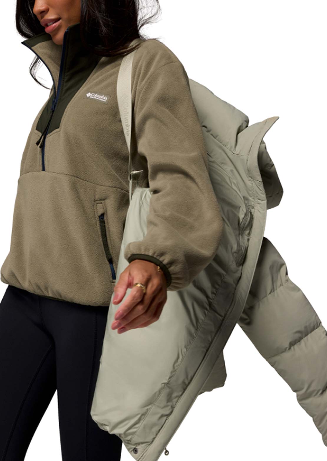 Columbia Women's Amaze Puff Mid Hooded Jacket Safari