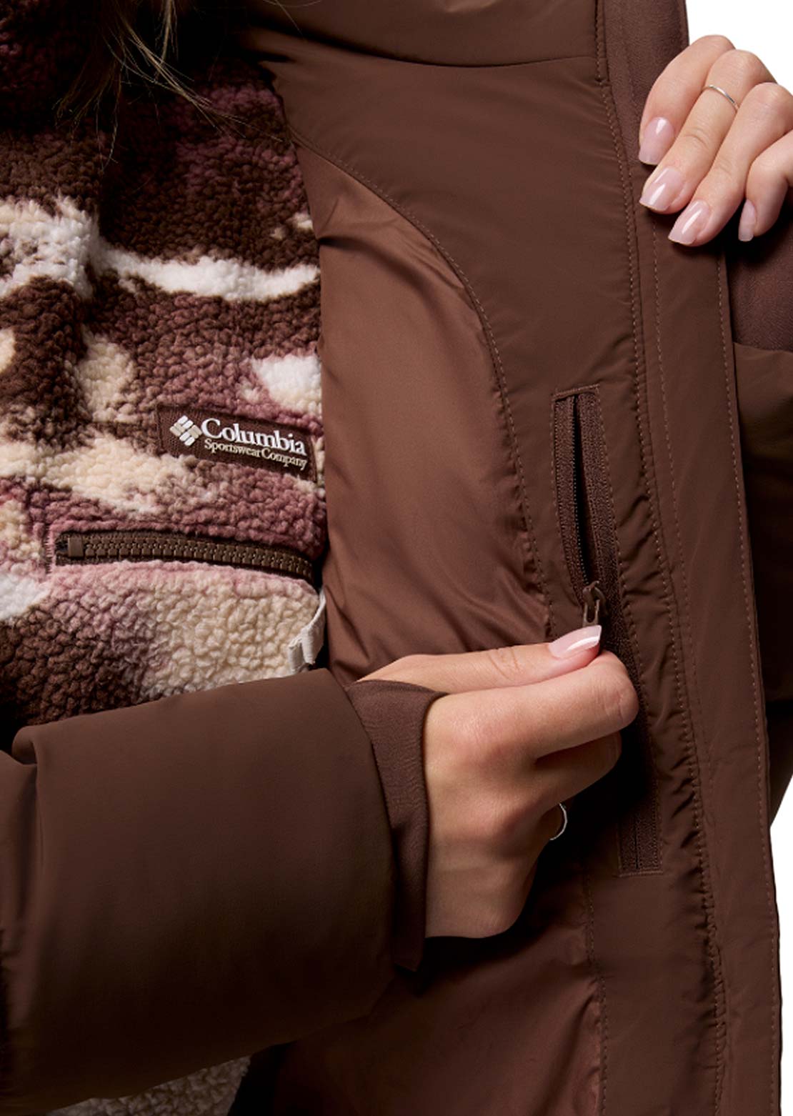 Columbia Women's Amaze Puff Mid Hooded Jacket Tobacco