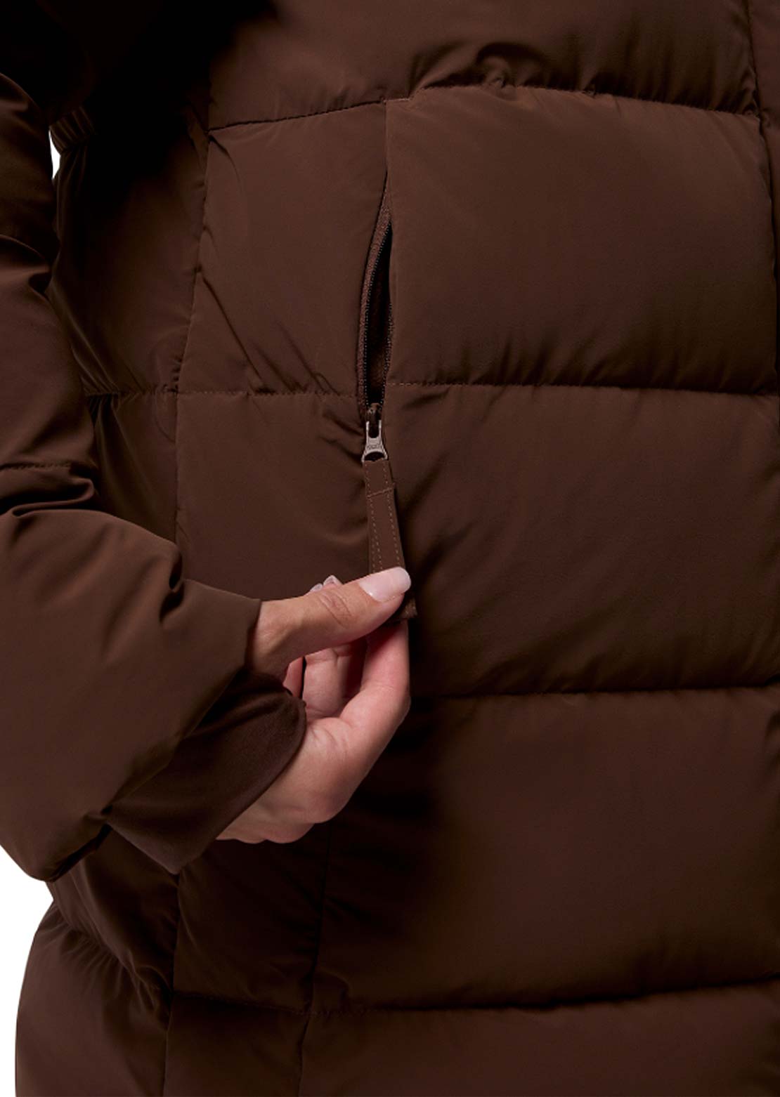Columbia Women's Amaze Puff Mid Hooded Jacket Tobacco