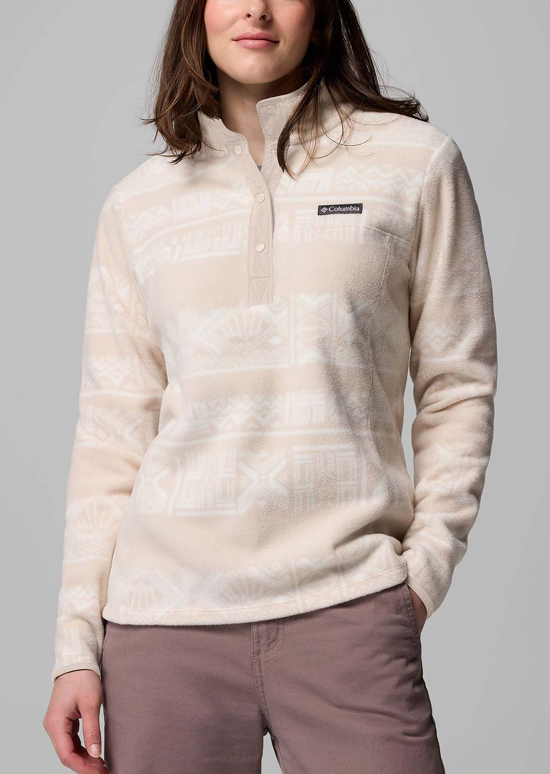 Columbia Women's Benton Springs Printed 1/2 Snap Fleece Pullover Dark Stone
