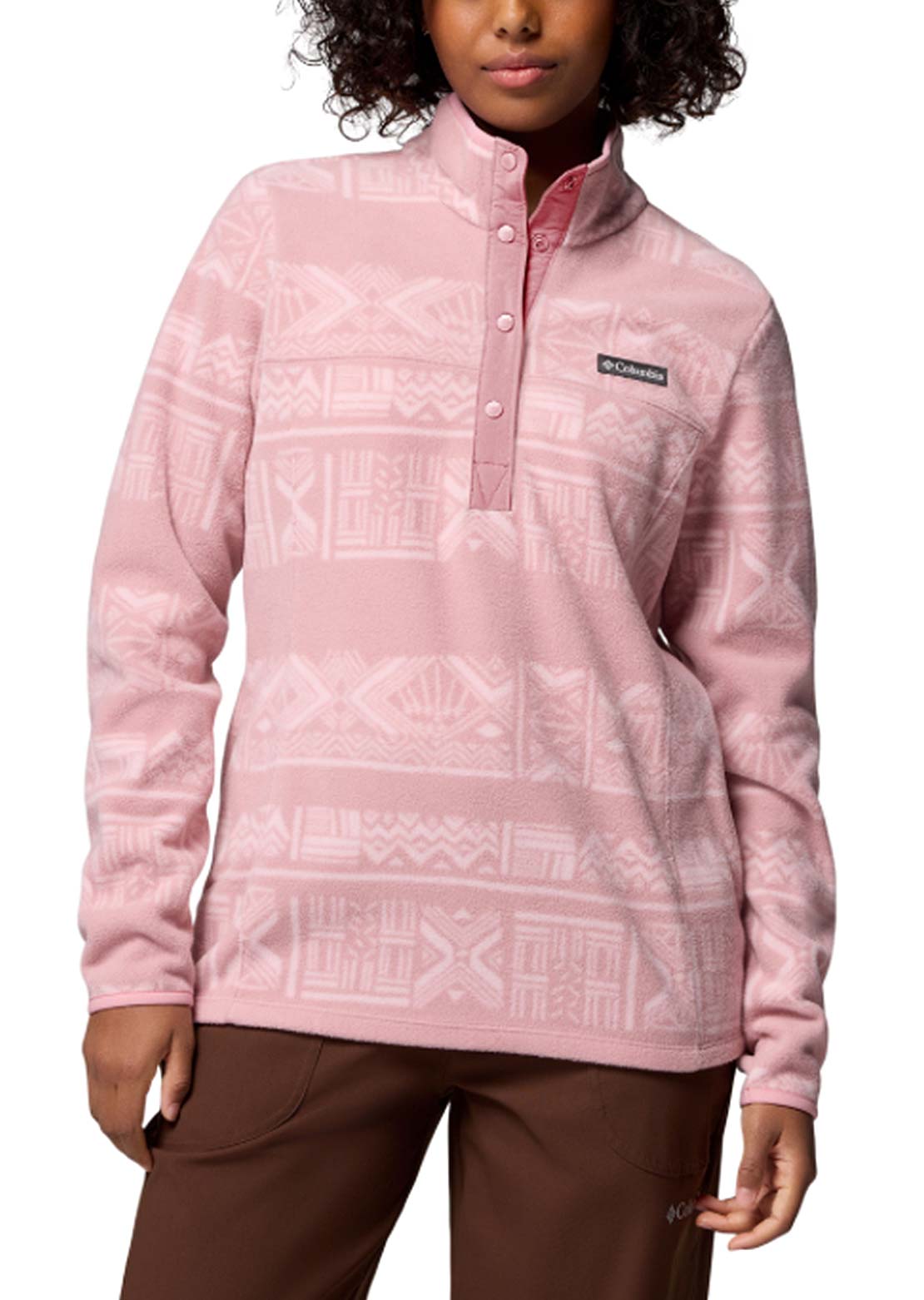 Columbia Women's Benton Springs Printed 1/2 Snap Fleece Pullover Eraser Pink