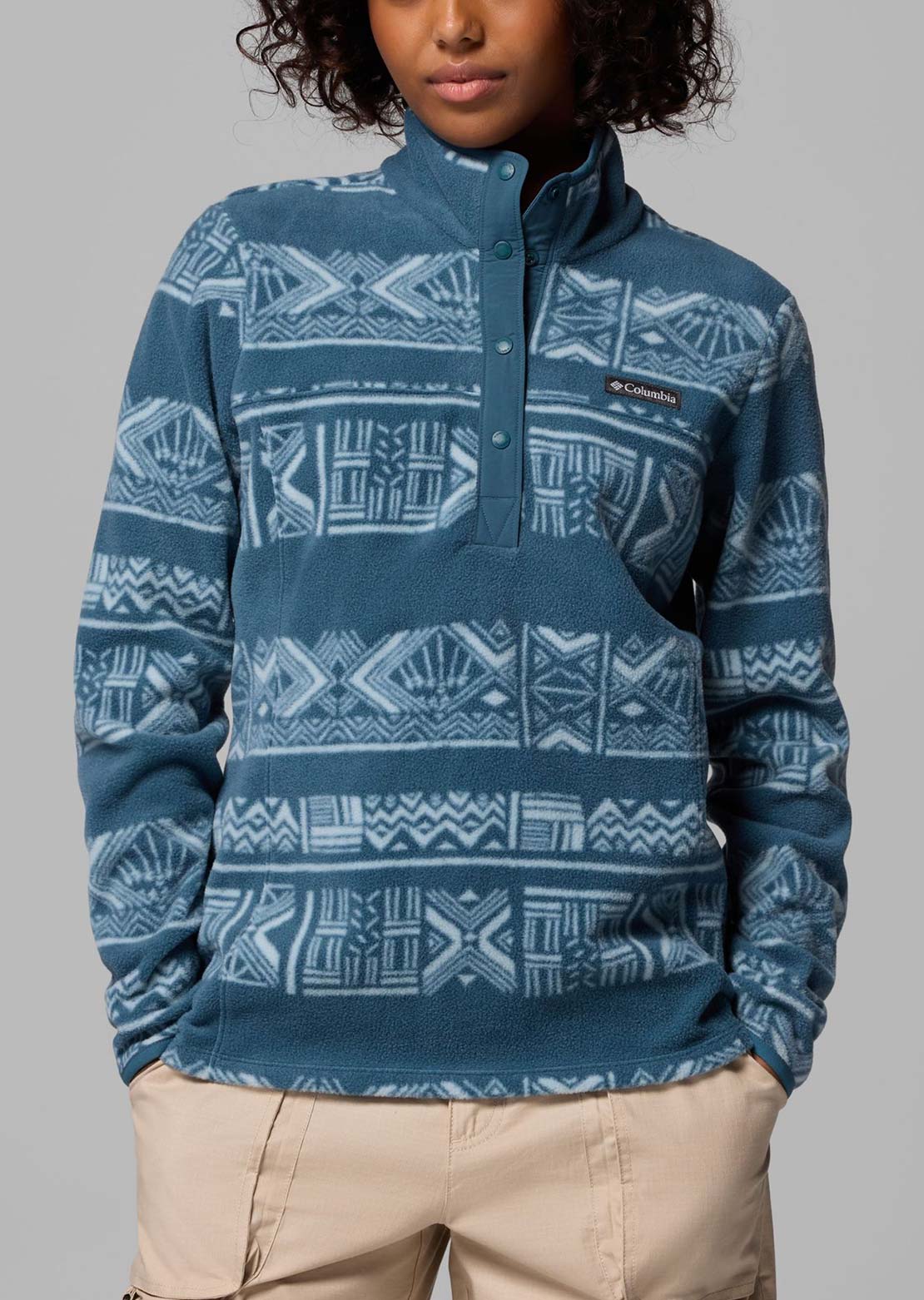 Columbia Women's Benton Springs Printed 1/2 Snap Fleece Pullover Everblue