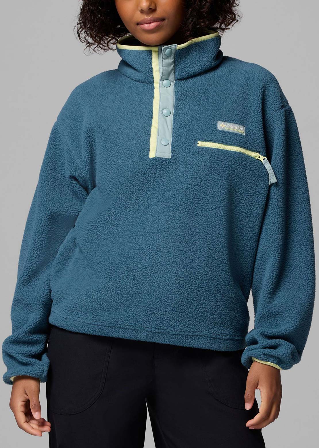 Columbia Women's Helvetia II Cropped Half-Snap Fleece Everblue/Crushed Blue/Citron Haze