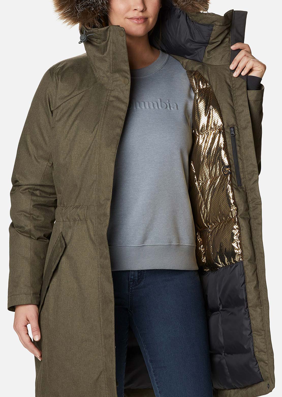 Columbia Women's Juniper Ridge Down Parka Jacket Olive Green