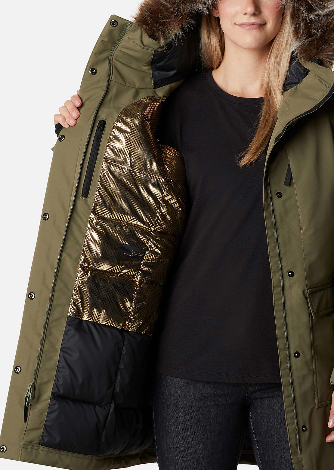 Columbia Women's Little Si II Insulated Parka Jacket Stone Green