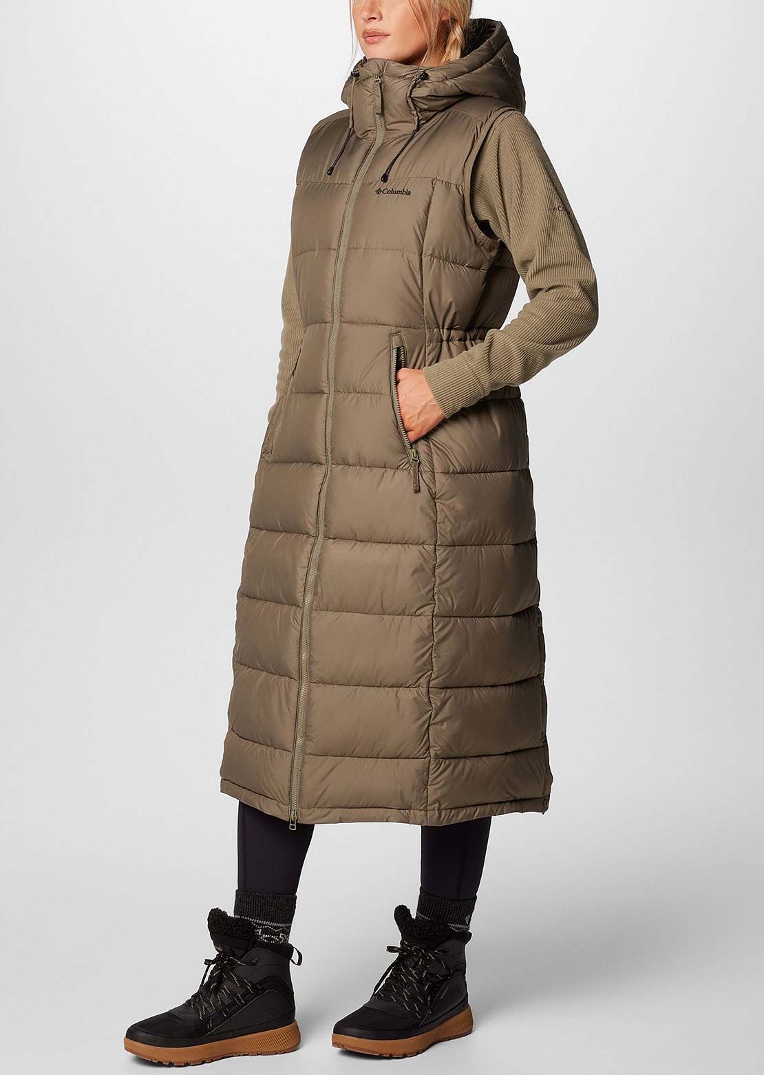 Columbia Women's Pike Lake Long Vest Stone Green