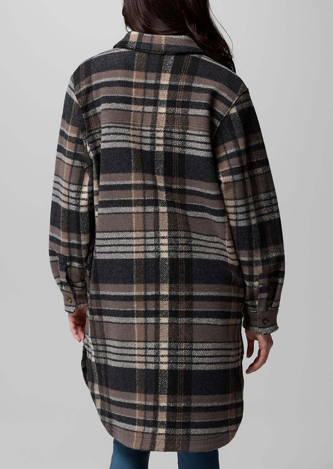 Columbia Women's Wildest Venture Long Fleece Coat Black Vagabond Plaid