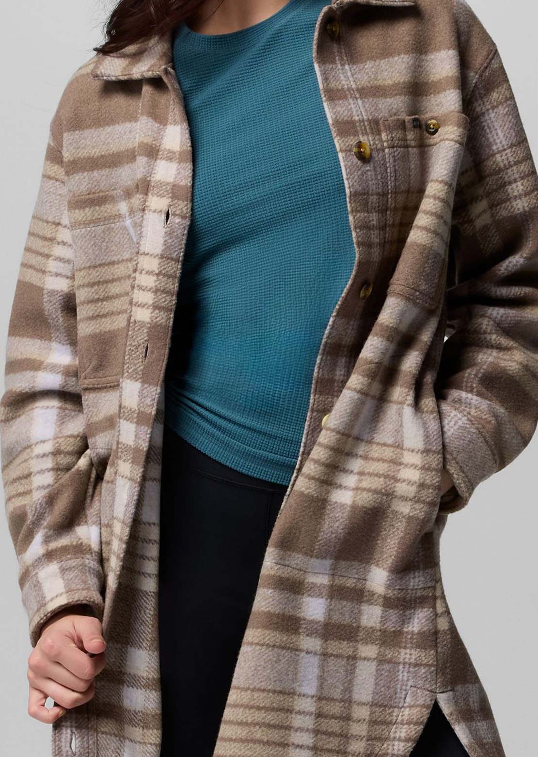 Columbia Women's Wildest Venture Long Fleece Coat Iron Vagabond Plaid