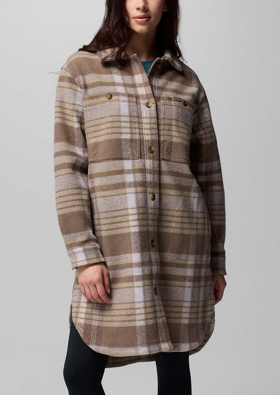 Columbia Women's Wildest Venture Long Fleece Coat Iron Vagabond Plaid