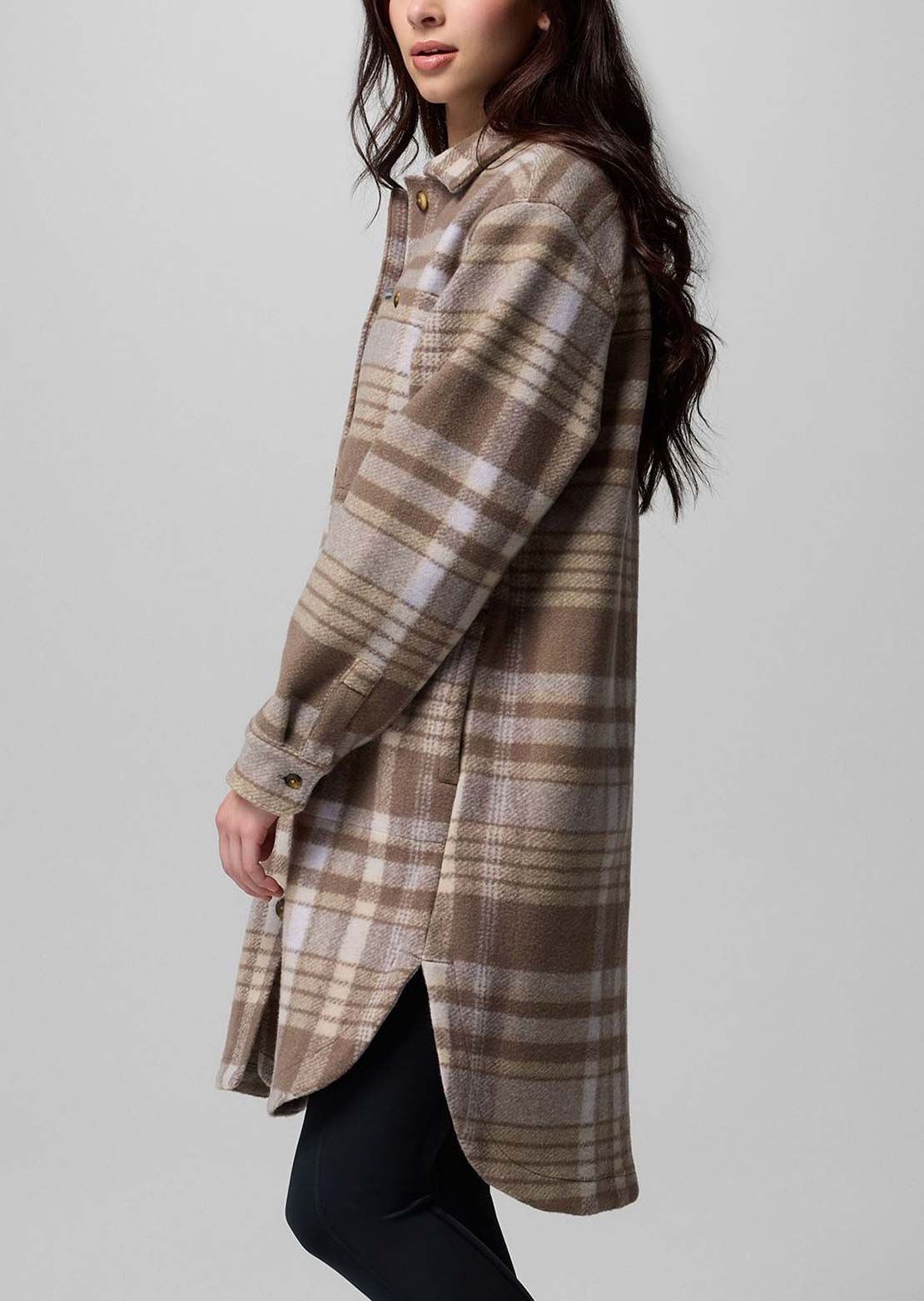 Columbia Women's Wildest Venture Long Fleece Coat Iron Vagabond Plaid