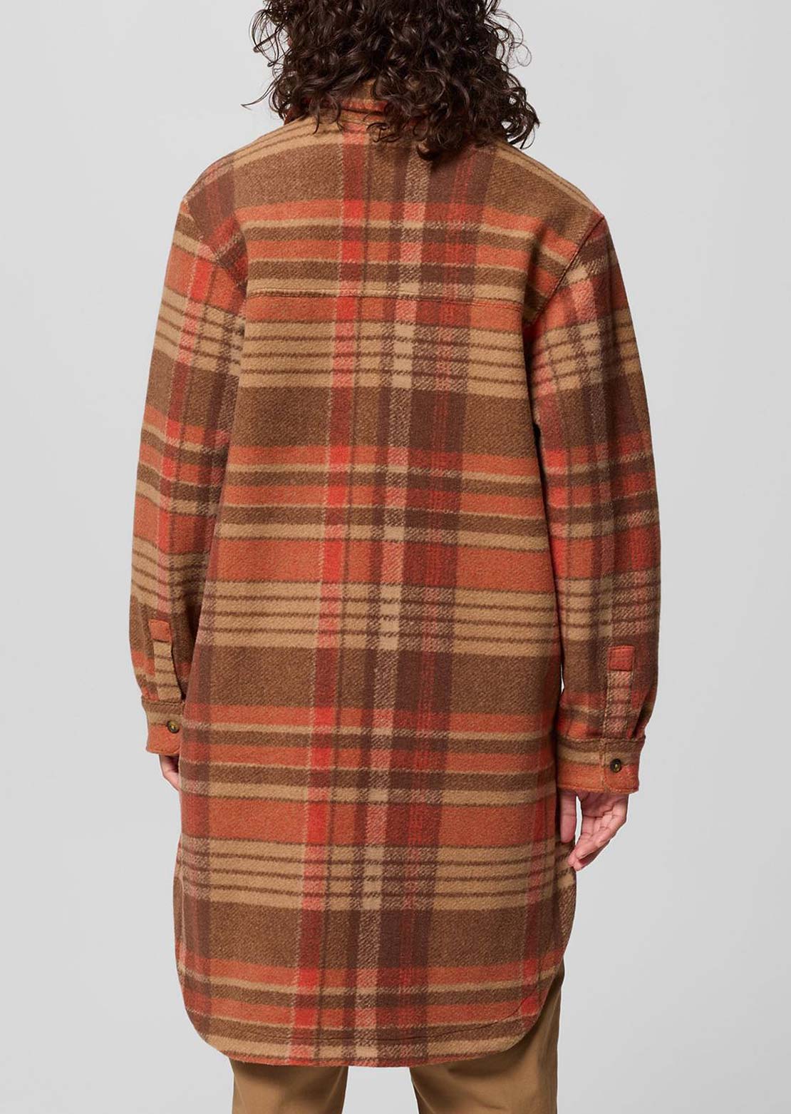 Columbia Women's Wildest Venture Long Fleece Coat Tobacco Vagabond Plaid