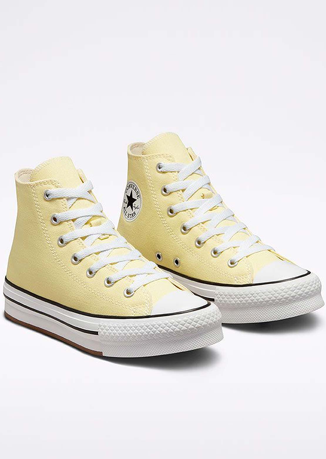 Converse Junior Chuck Taylor All Star Eva Lift Platform Shoes Soft Sunshine/White/Black