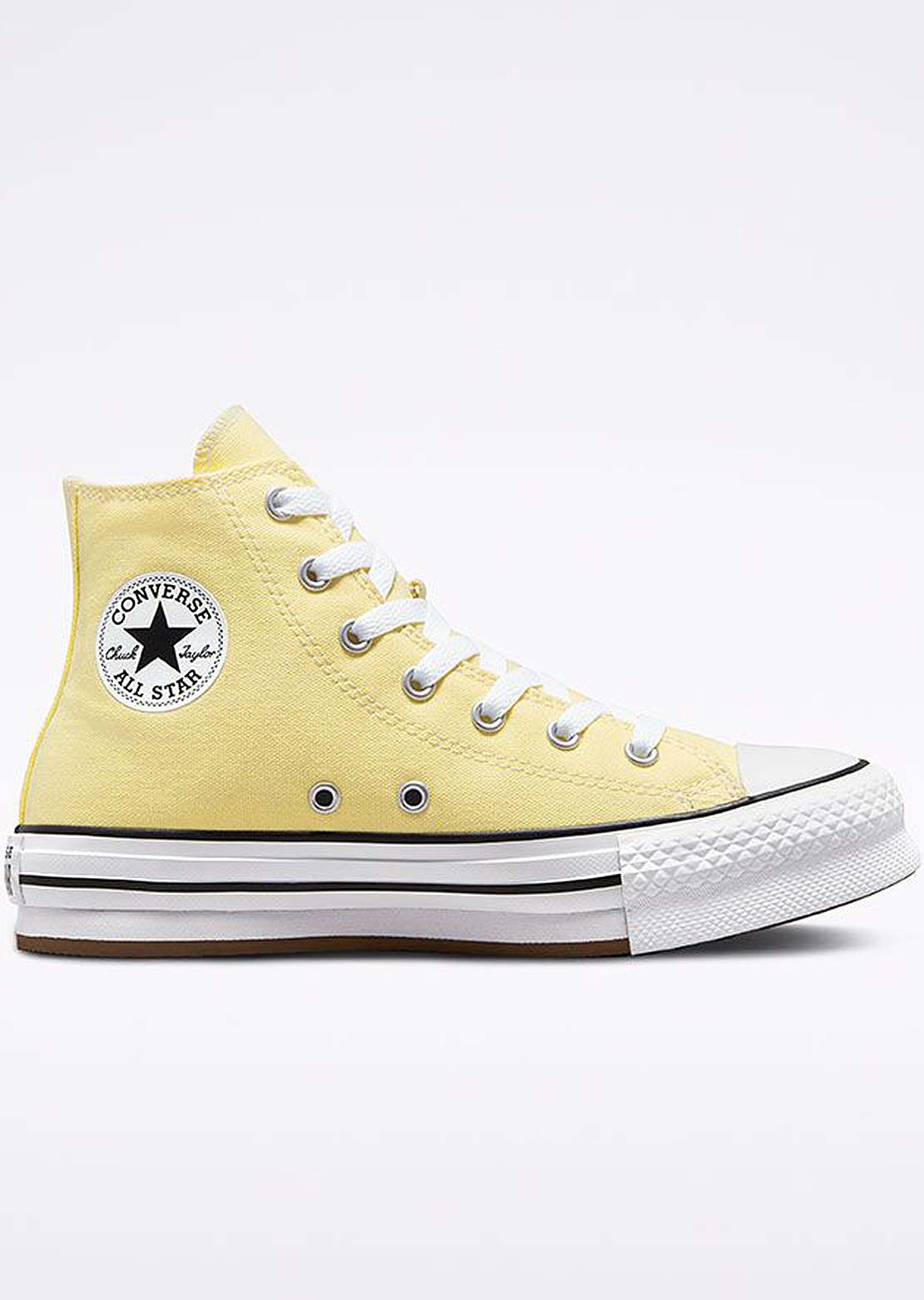 Converse Junior Chuck Taylor All Star Eva Lift Platform Shoes Soft Sunshine/White/Black