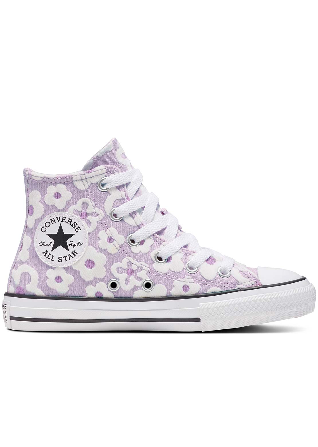 Converse Junior Chuck Taylor All Star High Top Shoes Stardust Lilac/Grape Fizz