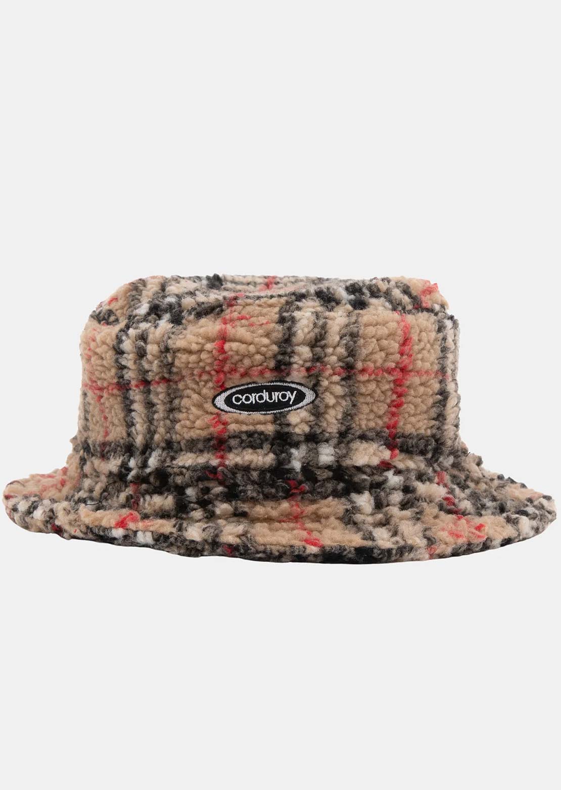 Corduroy Men's Fleece Bucket Hat Plaid