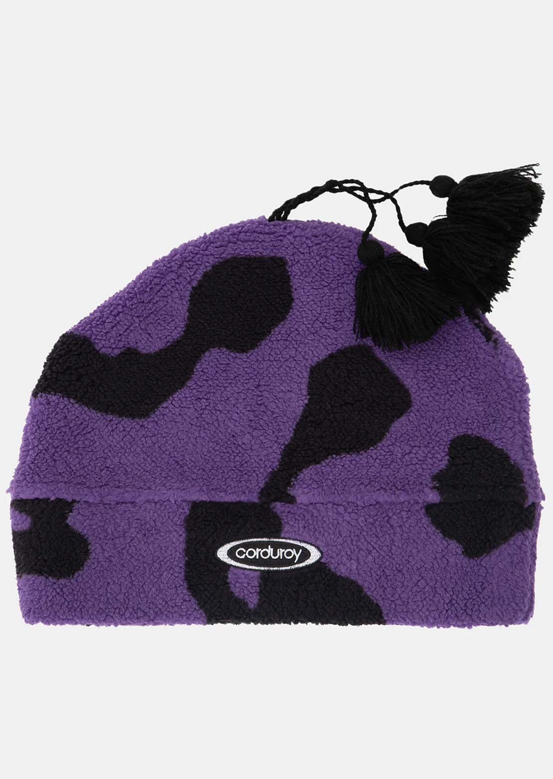 Corduroy Men's Fleece Tassle Beanie Purple