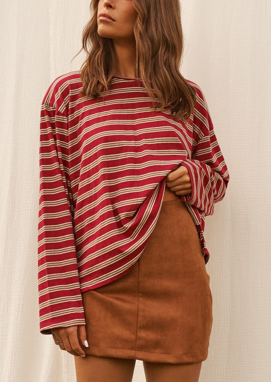 Daily Story Women's Anaé Long Sleeve Red/Cream Stripes