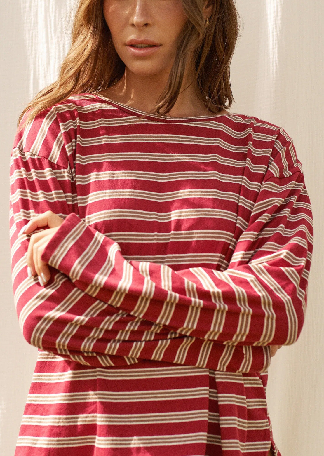 Daily Story Women's Anaé Long Sleeve Red/Cream Stripes